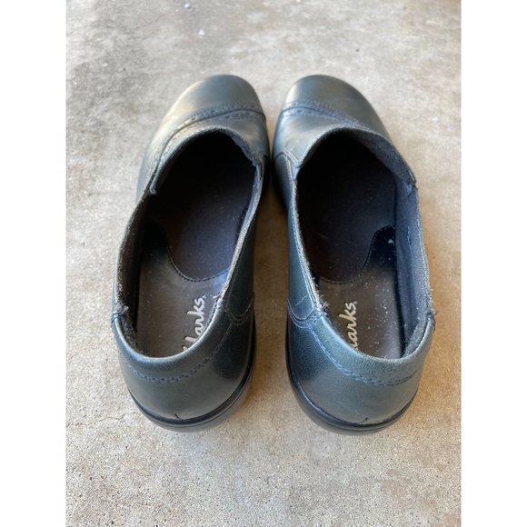 CLARKS WORK SHOE - Women - 7.5 - Black Leather - Loafers - Slip Resistant - Picture 8 of 14